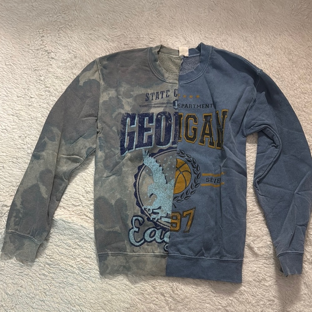 Urban Outfitters Blue and Gray Collegiate Sweatshirt